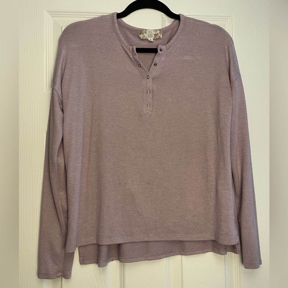Pink Rose Lavender Buttoned Top